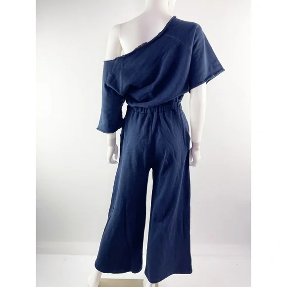 Rodeo Crowns Women's Navy Blue Short Sleeve Off The Shoulder Jumpsuit One Size